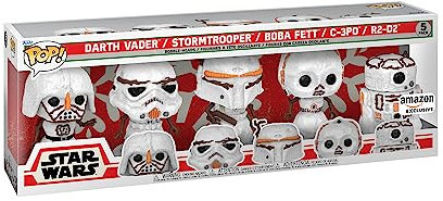 Funko Pop! Star Wars: Holiday - Darth Vader, Stormtrooper, Boba-Fett, C-3PO, R2-D2 Snowmen - 5 Packung - Amazon-Exklusiv - Vinyl-Sammelfigur - Geschenkidee - Offizielle Handelswaren