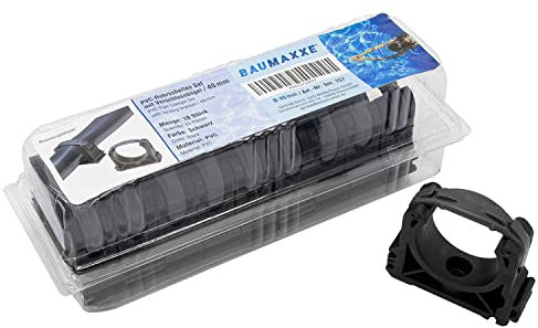 PVC-Rohrschellen Set I 40 mm I Kunststoff I 10 Stück I Pool-Zubehör I Rohrklemme mit Verschlussbügel I Rohrhalter I für PVC-Rohr mit Ø 40 mm geeignet I bm157