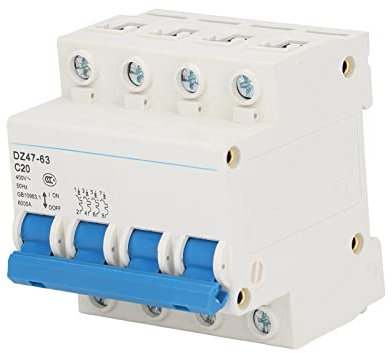 Jenngaoo Disjoncteur Miniature, DZ47-63 C20 4P Disjoncteur de Protection 400V 20A Mini Disjoncteur Monté sur Rail DIN Disjoncteur Domestique