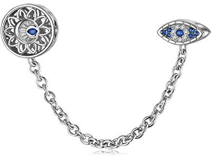 Magic Charms Gold Evil Eye Sicherheitsketten-Charms für Armband 925er Sterlingsilber vergoldet funkelnde Zirkonia Spacer Charm Beads für Geburtstags-Valentinsgeschenke