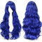 YEESHEDO Blau Cosplay Perücke für Frauen Langes Gewelltes Haar Synthetische Perücken mit Pony für Halloween Party Kostüm Anime 32 Zoll 80 cm