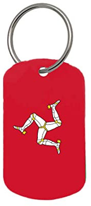 TheDogTagCo Länderflaggen-ID-Tags (Schlüsselanhänger), Armee-/Militär-Hund, doppelseitiger Druck, Weltflaggen (Isle of Man)