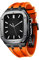 CZKE Para Apple Watch 44/45mm Mod Kit Accesorios, Correa de Silicona de Repuesto Compatible con IWatch SE/4/5/6/7 Series Black Case (Color : Black Orange, Size : 44MM FOR 6/5/4/SE)