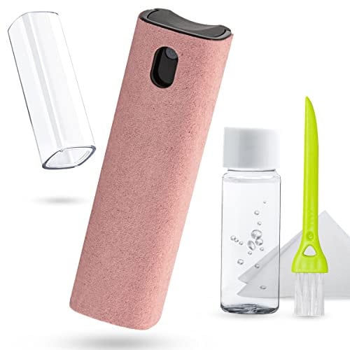 Nettoyeur d'écran 2 en 1 avec pulvérisateur et essuie-Glace pour téléphone Portable, Tous Les Smartphones, Ordinateurs Portables, tablettes, PC, TV et écrans LCD d'ordinateur - Rose