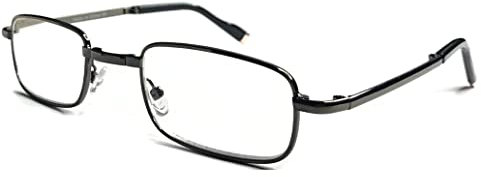 Men's Foldable Metal Reading Glasses/Comfort Arms + Easy-Hold Shell Case R240 (1 pcs Gun Metal, +1.75 Magnification)