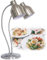 BLANKX Doppelkopf Lebensmittel Wärmelampe,250W Warmhaltelampe mit Zwei Glühbirnen, für Cafeteria Hotel Küche Essen Warm Halten, Buffet-Restaurant-ausrüstung Lampe,Silver