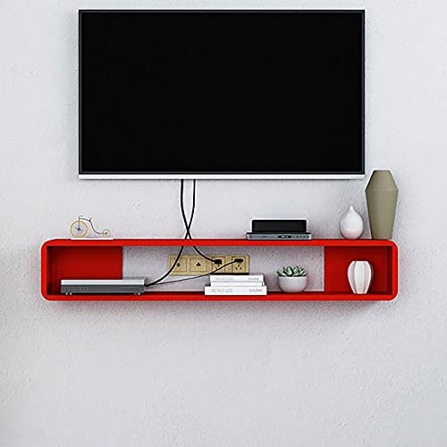 Uvency Floating Tv Cabinet,High Gloss Tv Stand,Wall Mounted Media Centre Tv Media Console for Living Room Bedroom/Red / 100Cm/Red/60Cm