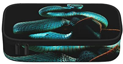 Federmappe Blaue Schlange Stifthalter Große Kapazität Federmäppchen Premium Stiftetasche Griff Für Büro Kinder College-Studenten