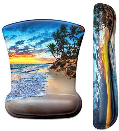 ITNRSIIET Ergonomisches Mauspad mit Handgelenkstütze, Tastatur-Handgelenkauflage, rutschfest, Memory-Schaum, einfaches Tippen, Schmerzlinderung, perfekt für PC, Laptop, Gaming, Büro, Strand