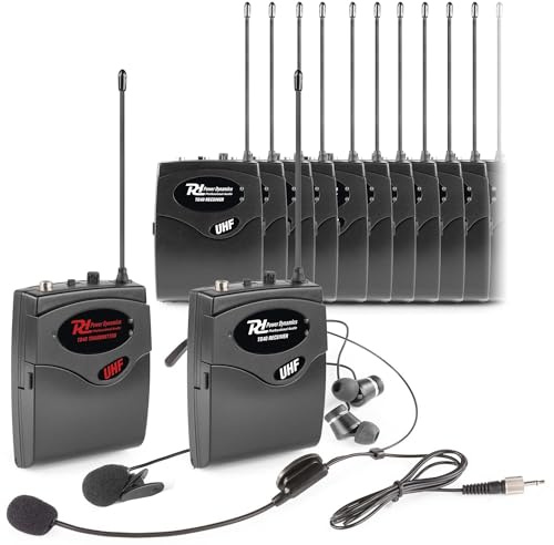 Power Dynamics TG40 - Drahtloses Tour Guide System 20er Set, Reiseleiter Audio System, 1x Sender + 20x Empfänger, 50 Meter Reichweite, In Ear Monitoring für Reittraining, Messe, Lagerhallen