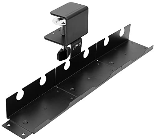VIVO Steel 19 inch Clamp-on Modular Power Strip Tray System for Desk, No Drill Cable Management Workspace Organizer, Clean Cord Routing, Open Design for Ventilation, Black, DESK-CM3A-B