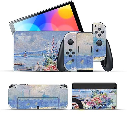 CUZKC Skin MIT Switch,Aufkleber Sticker Decal Folie Abziehbild Faceplates Klebefolie für Switch OLED Konsole&Joy Con&Dock&Grip,Skin Sticker für Switch OLED Modell(B)