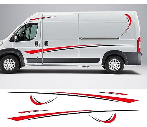6 Stück/Lot Auto Aufkleber Grafiken Sport Vinyl Streifen Wohnmobil Van Aufkleber, Für Peugeot Boxer, Für Citroen Jumper, Für FIAT Ducato Zubehör