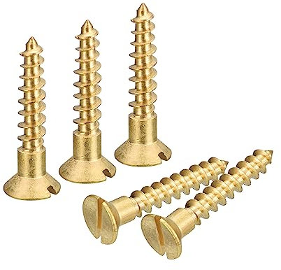 sourcing map Laiton Bois Vis, 25pcs M4 x 25mm Fente Entraînement Plat Tête Auto Taraudage Vis Tête Fraisée pour Travail Bois Meubles