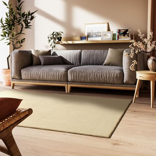 Steffensmeier Gabbeh Teppich Nomade | Wolle (Schurwolle), Beige, Größe: 130x190 cm Kurzflor für Wohnzimmer, Flur, Ethno Look