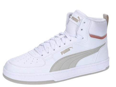 PUMA Unisex Caven 2.0 Mid Sneaker, White-Desert Dust-Deeva Peach, 37.5 EU