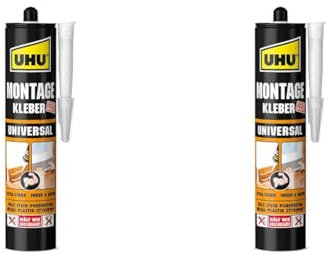 UHU Montagekleber UNIVERSAL Kartusche, Extra starker, lösungsmittelfreier Montagekleber auf Acrylatdispersion-Basis, weiß 440g (Packung mit 2)
