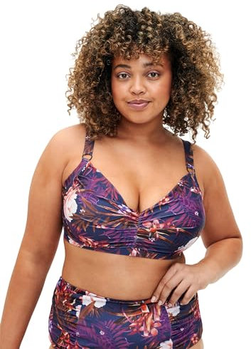 Zizzi Swim by Damen Große Größen Bikini BH Print Gr 46 Purple Flower