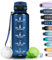 Grsta Botella agua - 1500ML - Botella de Agua Deportiva, Botella agua Gimnasio, a Prueba de Fugas y no BPA, Botella agua Gym Motivacional con Sello de Tiempo para Ciclismo, Camping - Azul Marino