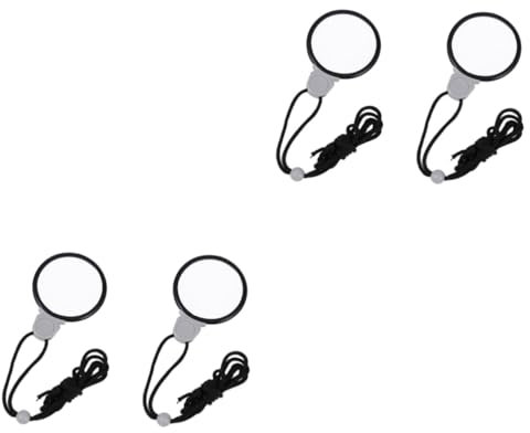 Mobestech 4 Stück Lupe Kinder Halskette Bildanhänger Buch Halskette Bild Halskette Vergrößerung Schmuckhalskette Taschenhalfter Halsketten Nacken Seil hängende Kette Lederetui Reisen Glas