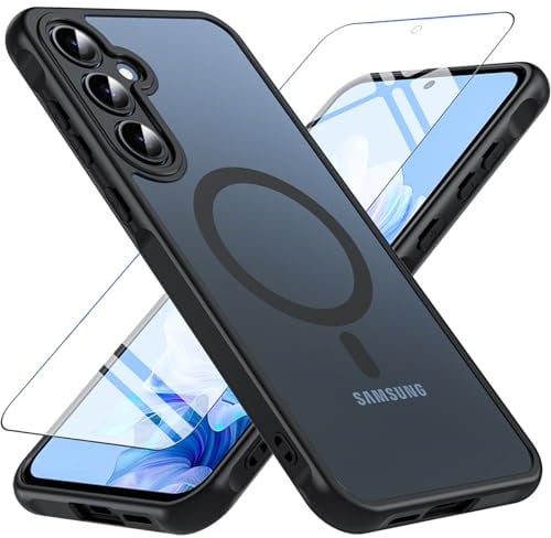 BESINPO Magnetisch Für Samsung Galaxy A55 5G Hülle mit Panzerglas Glas, Militärschutz Handyhülle A55 5G Stoßfest Robust Dünn Schutzfolie Schutzhülle Case Cover für Samsung A55(Schwarz)