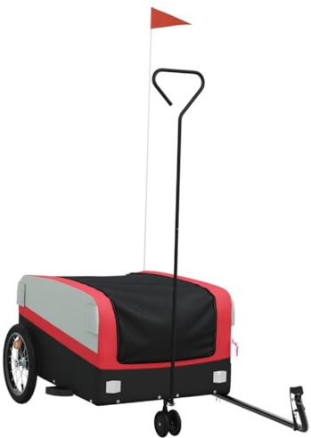 vidaXL Fahrradanhänger Schwarz und Rot 45 kg Eisen