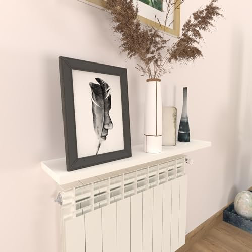 Henor Étagère Murale en Bois FSC® 90 x 20 x 2.5 cm. Charge Max. 25 kg. Support caché. Blanc