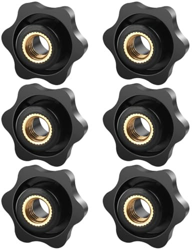 BOUMVID Sterngriffmutter M8 6 Stück, Flügelmutter Äußerer Durchmesser 32mm, Rändelschraube Innengewinde Messing, Sterngriff für Maschinen und Anlagen, Werkzeugmaschinen, Fitnessgeräte, Möbel