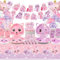 Cat Birthday Party Supplies Set, Kätzchen Geschirr umfasst alles Gute zum Geburtstag Banner, Teller, Tischdecke, Tassen, Luftballon und Strohhalme für Kinder Cat Party Dekorationen, dient 20 Gäste