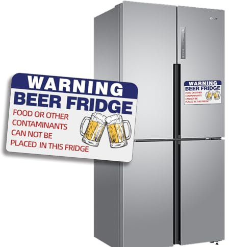 Warning Beer Fridge Sign Magnet Sticker, Highly Refective, Funny Decorative Magnet Decals and Labels, Ideal Wall Decor and Wall Art Print, Kitchen Accessories, Refrigerator Magnets (Blue -1 Sheet)