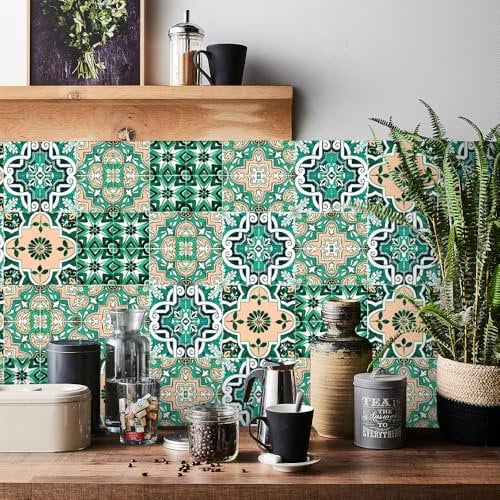HORIWE Italienische Fliesenaufkleber Wandfliese Aufkleber 24 Stück Selbstklebende Tapete Fliesensticker Fliesen Wasserdicht Wandaufkleber für Küche,Bäder,Schrank,Möbel,Tisch