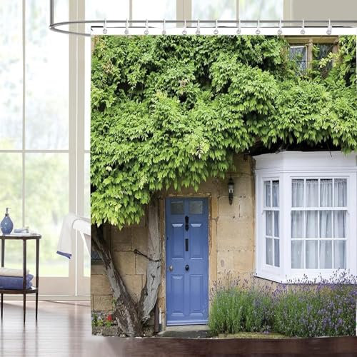 PUOJIEAT Tree House Shower Curtain, 3D Shower Curtains Tree House Bathroom Curtain Anti Mould Waterproof, Polyester Bath Curtain 120x200 cm with 8 Hooks qq4787