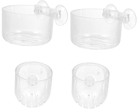 Parliky 4stücke Acryl Futterspender Für Aquarien Robuste Futterbehälter Mit Saugnapf Für Gesunde Fütterung Von Fischen Und Garnelen Und Langlebig Und Praktisch