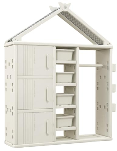 Maxmass Kids Dress up Storage, Children Wardrobe with Clothes Rail, 4 Storage Bins, Adjustable Shelves and Side Baskets, Kids Clothes Closet for Toddlers Bedroom Nursery (White)