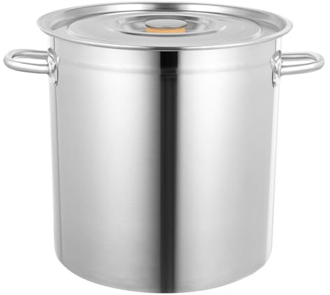Stainless Steel 35L Deep Stock Pot with Lid - Large Catering Saucepan Cooking Pan, Mirror Polished Soup Pot
