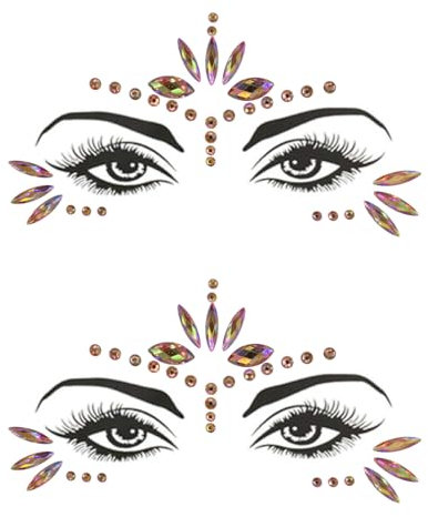 Meerjungfrau Gesicht Edelsteine Stick Schmuck für Frauen Cosplay Meerjungfrau Halloween Make-up Aufkleber Rave Party Geschenk für Kinder Gesicht Tattoo Konzert Dress-up Dekorationen (Gold)