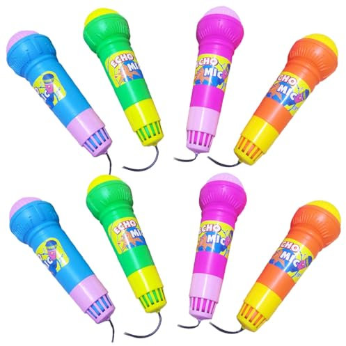 Toyvian 8pcs Boys and Girls Microphone Toys Plastic Echo Microphones Fake Design Educational Pretend Play Party Props Random Color