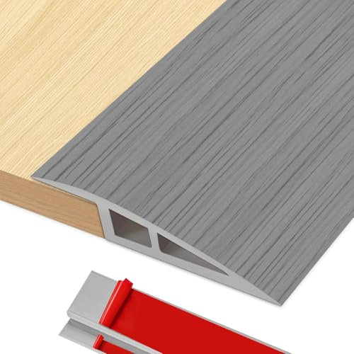 BOYIFEIJIE Übergangsleiste Höhenausgleich | 1M x 7cm PVC Übergangsprofil Selbstklebend | Türschwellen Leiste Höhenausgleich von 15–20mm | Übergangsleiste Boden für Laminat, Fliesen (Grau Holz)