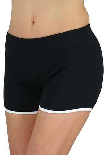 Alkato Damen Sport Shorts mit Hohem Bund Hotpants Radlerhose, Farbe: Sport Shorts 06 Schwarz/Wieß, Größe: 36