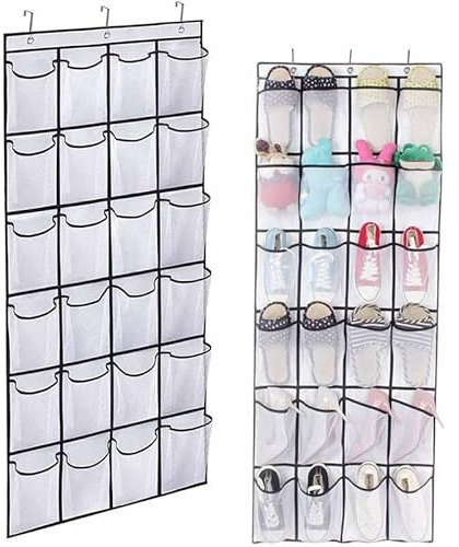 PRIMEGA 24 rejilla 600D Oxford tela zapatos bolsa de almacenamiento colgante blanco
