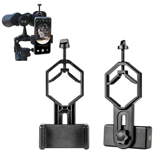 GNHG Adaptador universal para smartphone para prismáticos, telescopio, monocular, microscopio – Soporte de teléfono giratorio de 360°