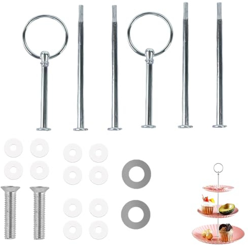 Zwenjuan 3 Tier Cake Stand Fittings Kit,2 Set Cake Stand Rods for Tiered Display Stand, Cupcake & Dessert Stand Hardware, DIY Cake Holder Accessories for Wedding, Birthday & Party Serving