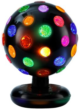LED Discokugel Rotierende Disco Lichtkugel - 360 Grad Drehbar mit 34 Bunte Farben für Kinder Party, Geburtstag, Hochzeit - Tisch Disco Licht mit Kabel Plug & Play Beleuchtung