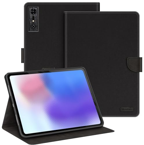 Shantime Lederhülle Kompatibel mit ZTE Nubia Red Magic Nova Gaming Tablet 10.9 2024 Schutzhülle mit Innenliegender TPU-Silikon-Hülle, Integriertem Ständer und Stoßfest(Schwarz)