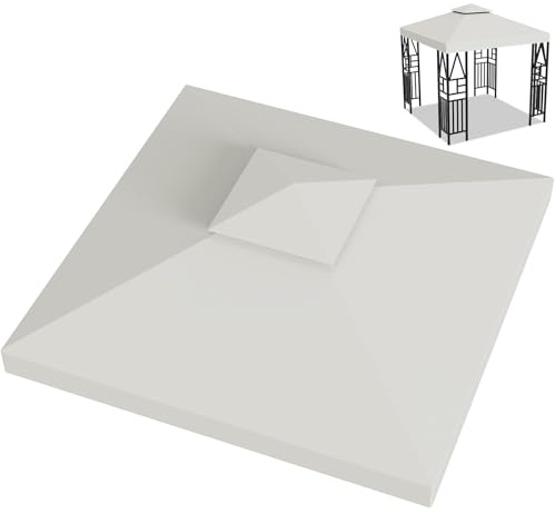 Pavillon Ersatzdach 3x3M Wasserdicht, UV-beständig, Doppellagig mit Belüftung, 12 Fest Integrierten Klettbändern, Hochdichtes Polyesterdach für Gartenpavillon, Grillpavillon oder Partyzelt (Beige)