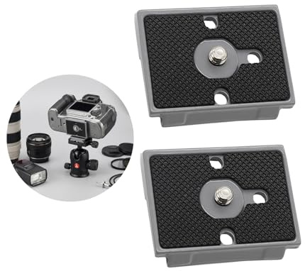 2 Stück Schnellwechselplatte mit 1/4 Zoll Schraube Kompatibel mit Manfrotto 200PL-14 Stativ Wechselplatte, Anti-Rutsch-Aluminiumlegierung für DSLR- und Spiegellose Kameras
