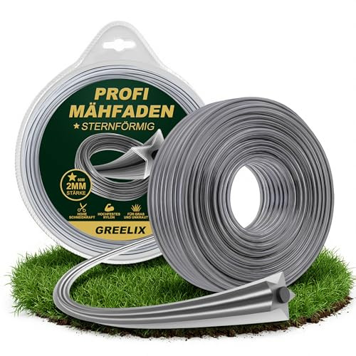 GREELIX Trimmerfaden 2mm x 60m, Sternform Mähfaden