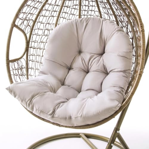 Jinfanshurich Hängesessel Kissen Outdoor 80x120 cm – Dickes Ersatzkissen Für Hängesessel, Hängeschaukel & Eierstuhl, Weiche Sitzauflage Für Schaukelstuhl, Gartenstuhl & Rattansessel (Hellgrau)