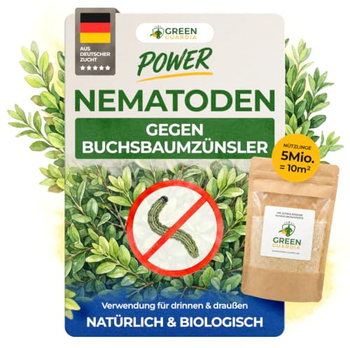 GREEN GUARDIA Nematoden gegen Buchsbaumzünsler – 5 Mio. für 10 m² | 5 Mio. Nematoden gegen Buchsbaumzünsler – biologische Nützlinge für Buchsbäume, Hecken, Formgehölze & Garten