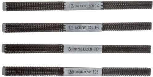 Nicholson 4 Piece file set di riparazione per filettatura, Single Cut, quadrato, fine, 8 – 3/20,3 cm lunghezza